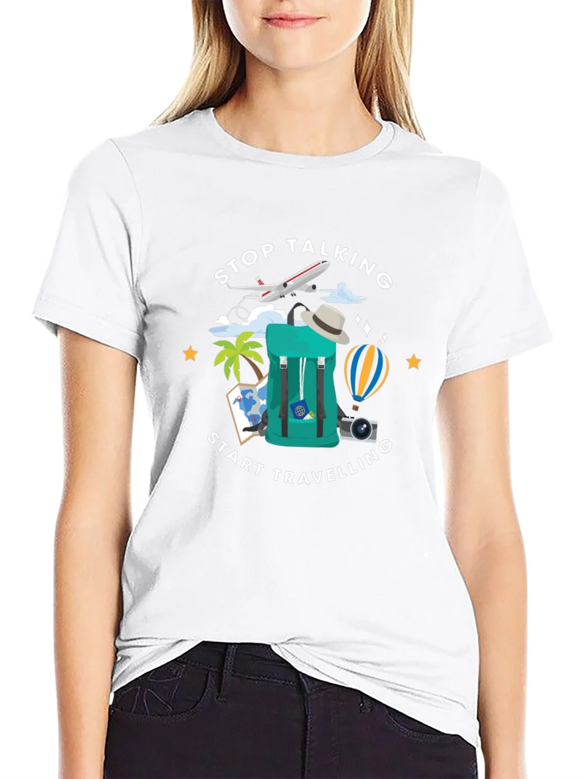 Stop Talking Start Traveling Graphic T-Shirt