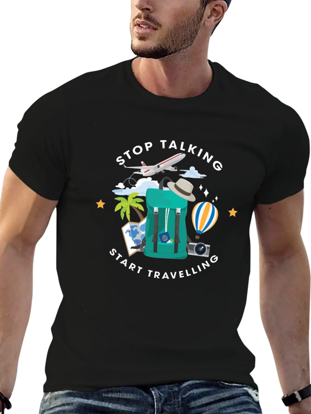 Stop Talking Start Traveling Graphic T-Shirt