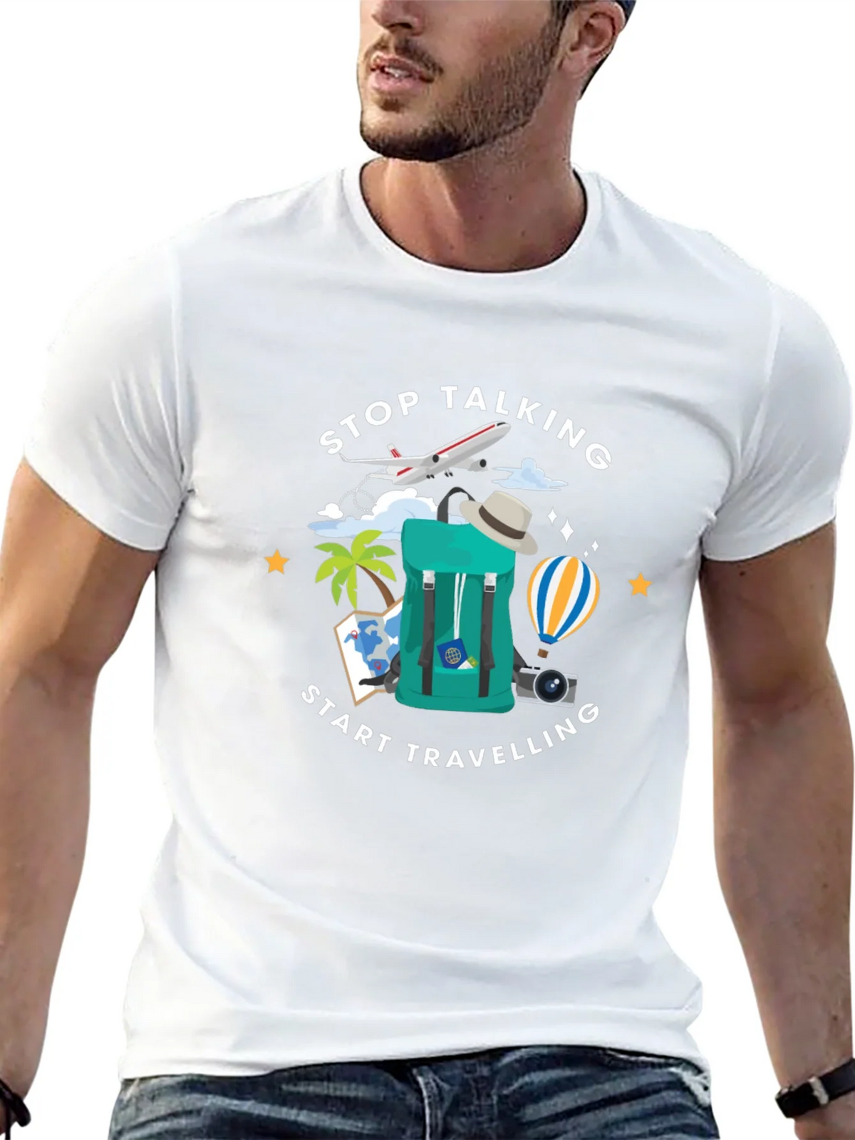Stop Talking Start Traveling Graphic T-Shirt