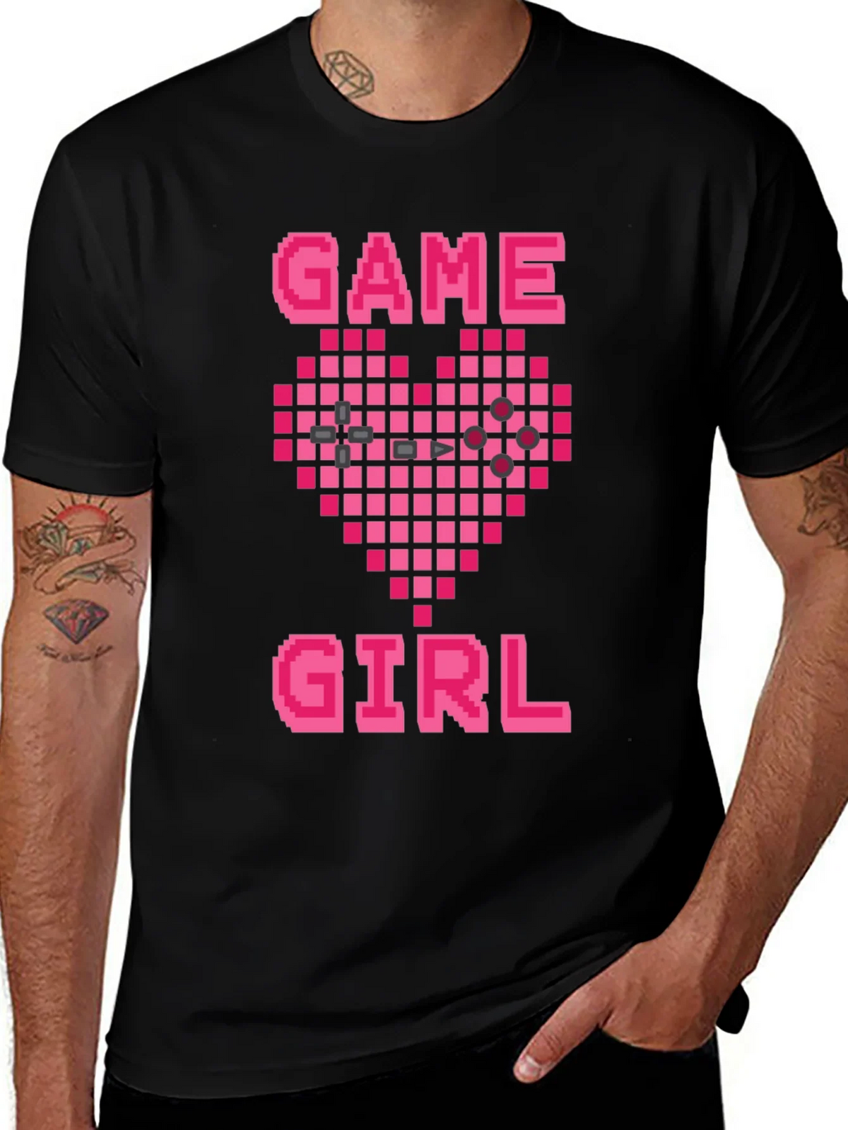 Game Girl Pixel Heart Graphic Tee - Gamer Gift product image 1