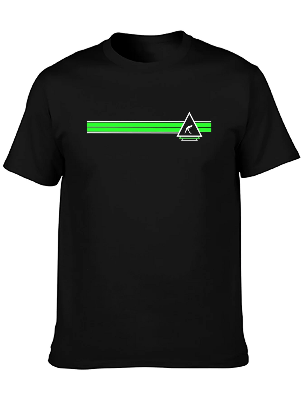 Mens Black Tee with Geometric Green Stripe Design product image 3