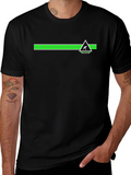 Mens Black Tee with Geometric Green Stripe Design product image 1