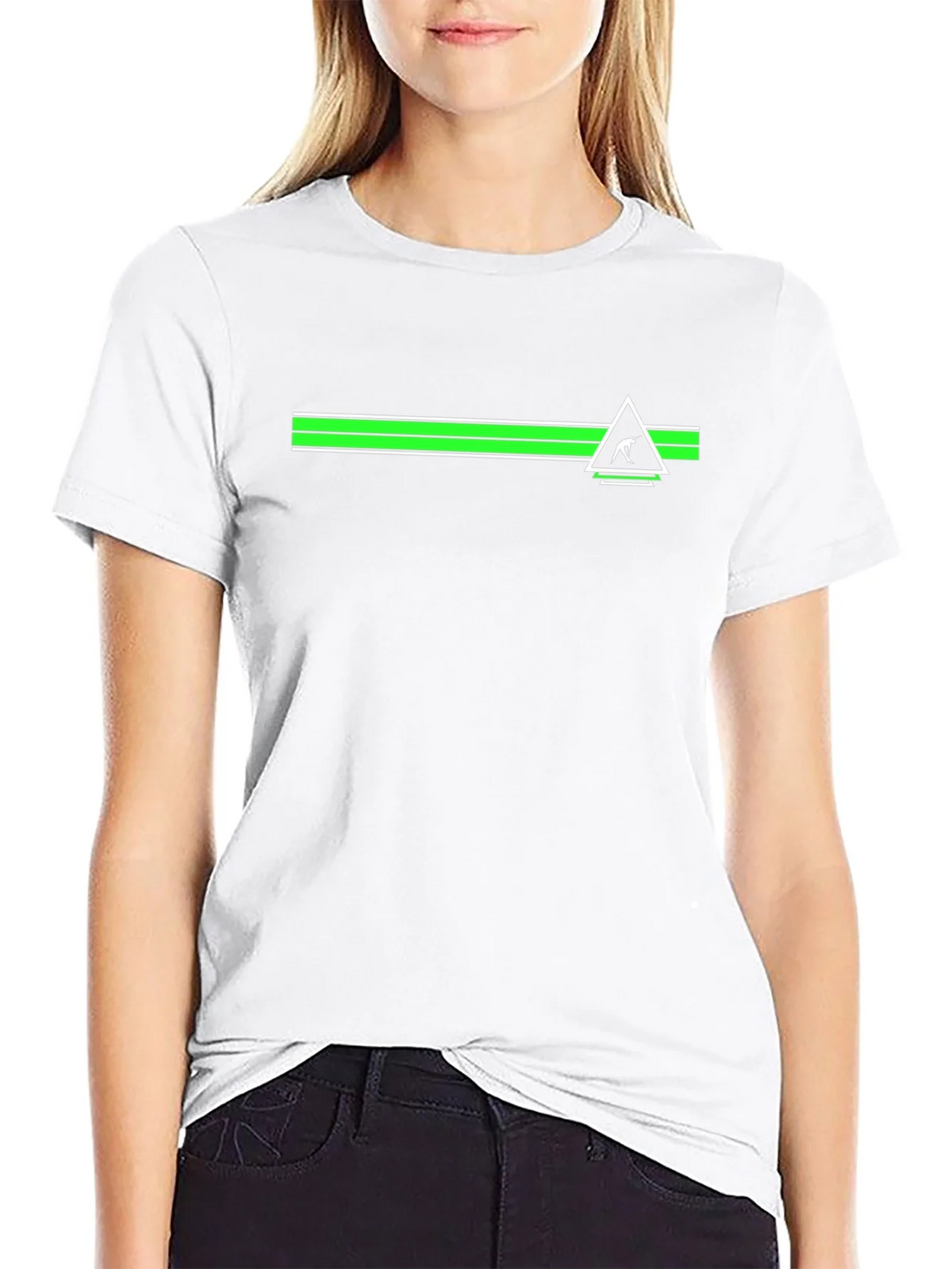 Mens Black Tee with Geometric Green Stripe Design product image 6