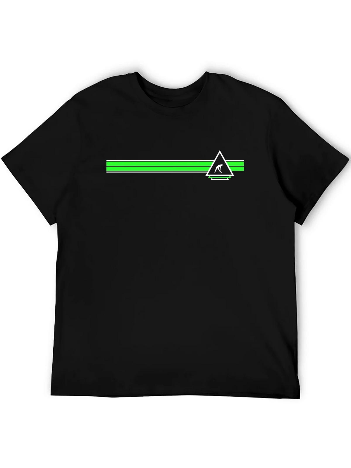 Mens Black Tee with Geometric Green Stripe Design product image 4