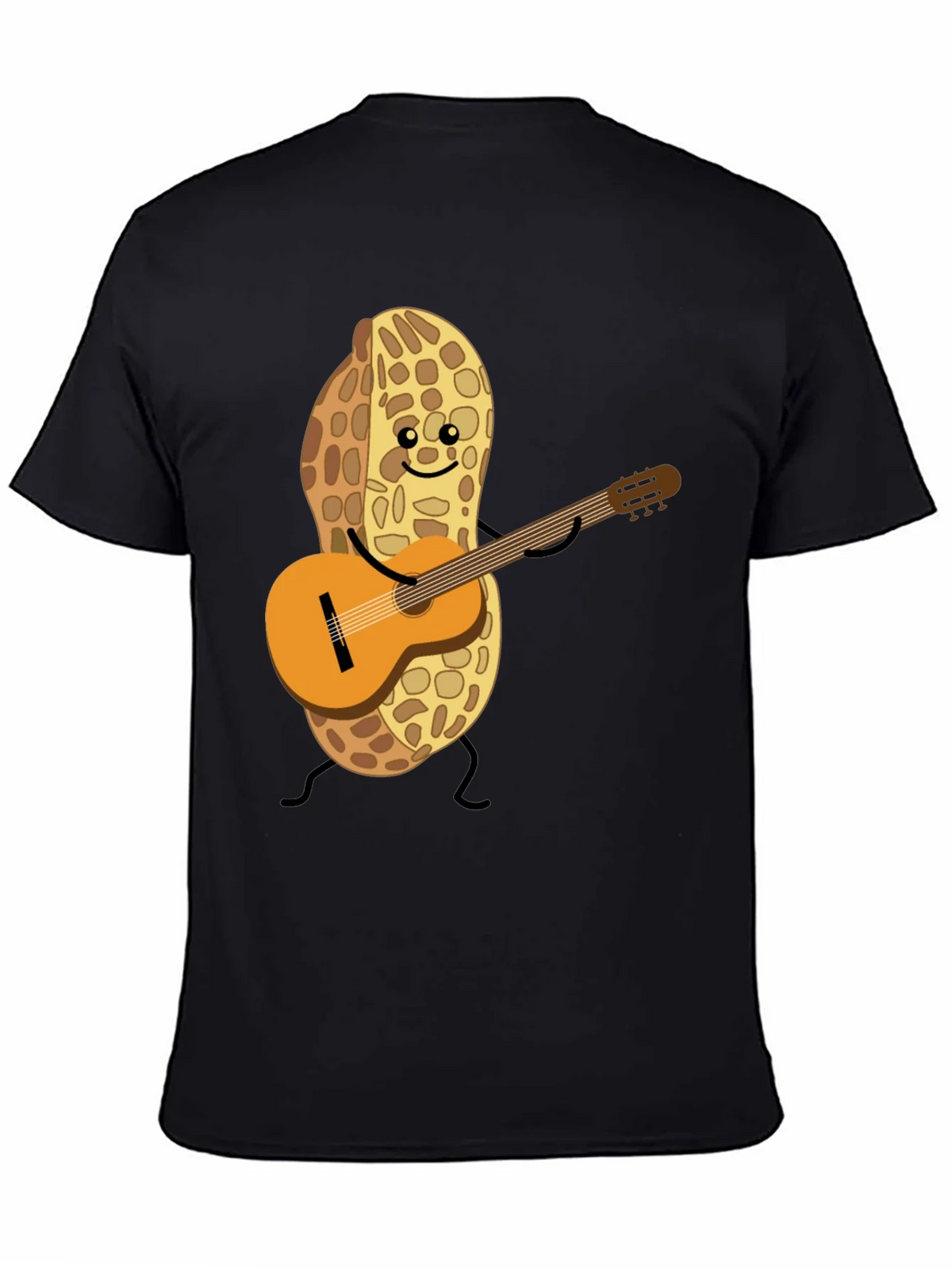 Playful Peanut Guitarist Graphic Tee - Black Cotton Shirt product image 4