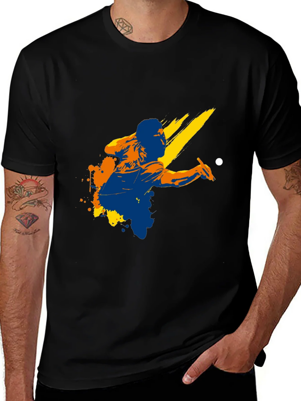 Graphic Print Black T-Shirt - Billiards Player Design product image 1