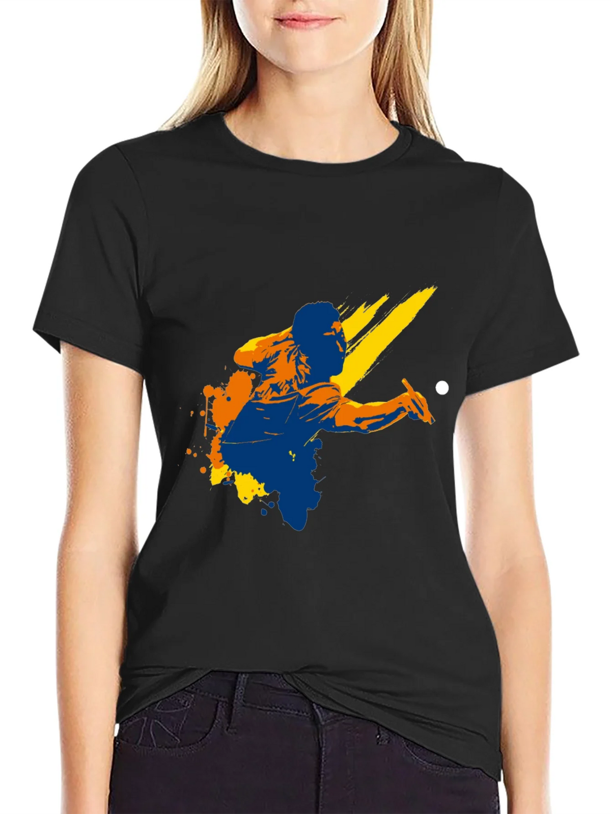 Graphic Print Black T-Shirt - Billiards Player Design product image 2