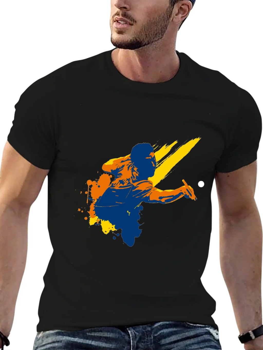 Graphic Print Black T-Shirt - Billiards Player Design product image 6