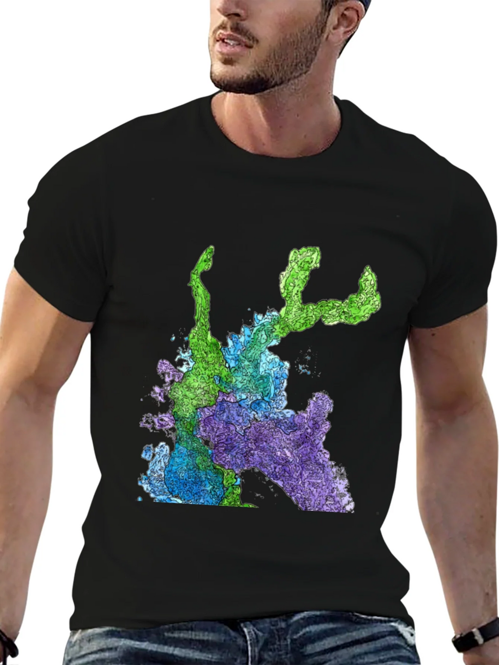 Abstract Art Graphic Print T-Shirt - Mens Black Tee product image 5