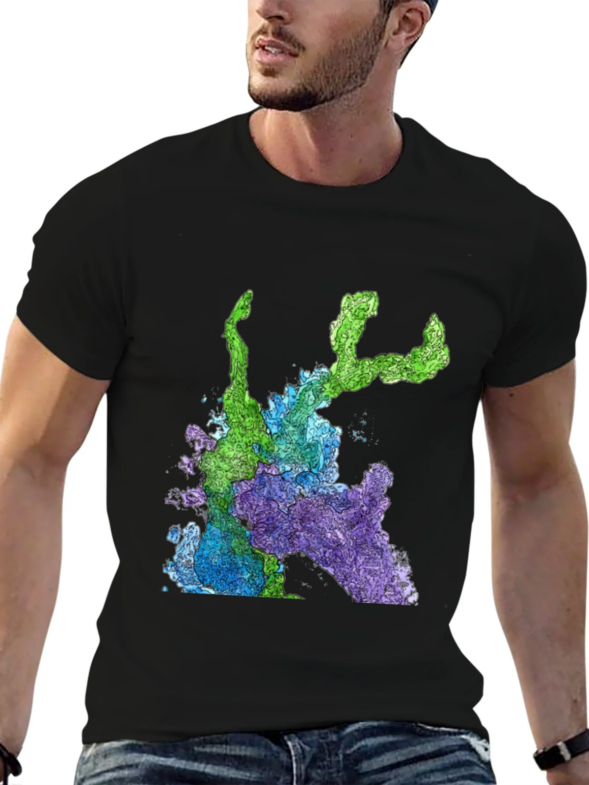 Abstract Art Graphic Print T-Shirt - Mens Black Tee product image 5