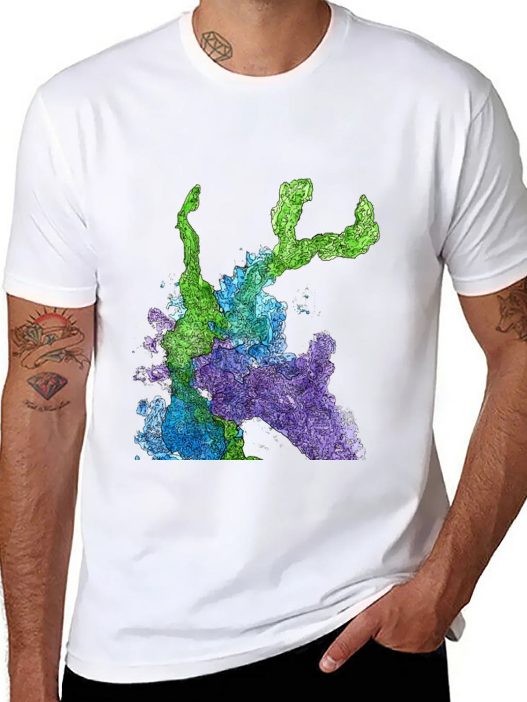 Abstract Art Graphic Print T-Shirt - Mens Black Tee product image 6