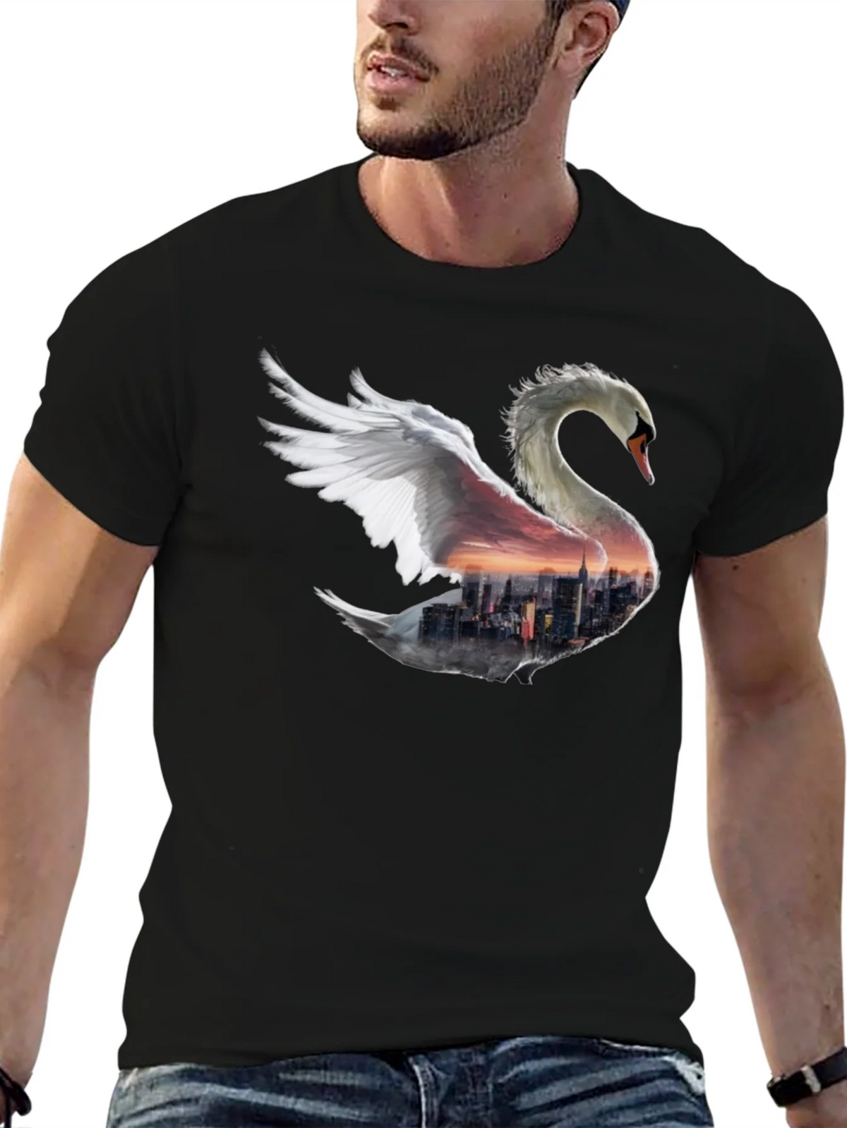 Swan Skyline Graphic T-Shirt - Unique Design product image 6