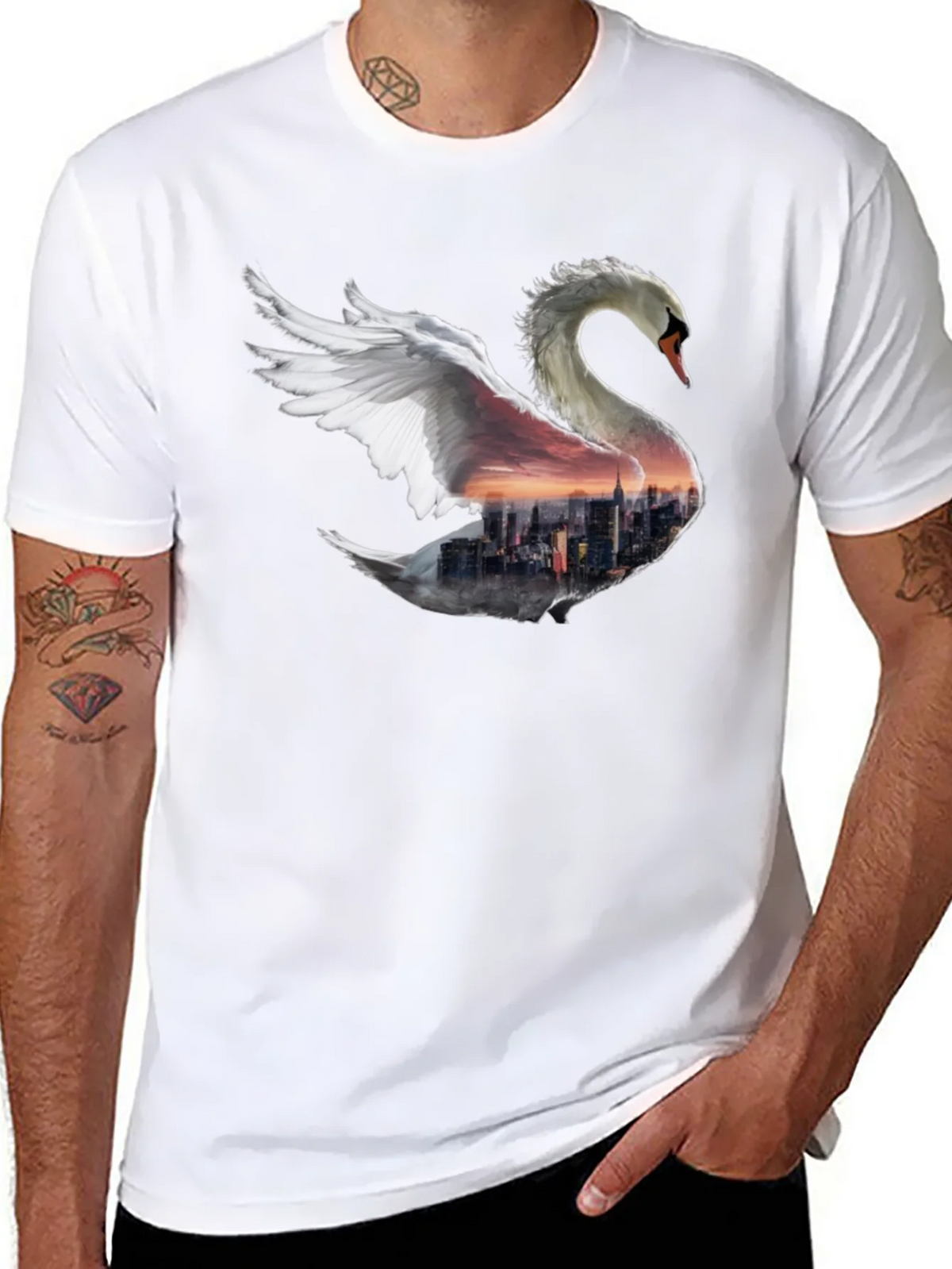 Swan Skyline Graphic T-Shirt - Unique Design product image 7