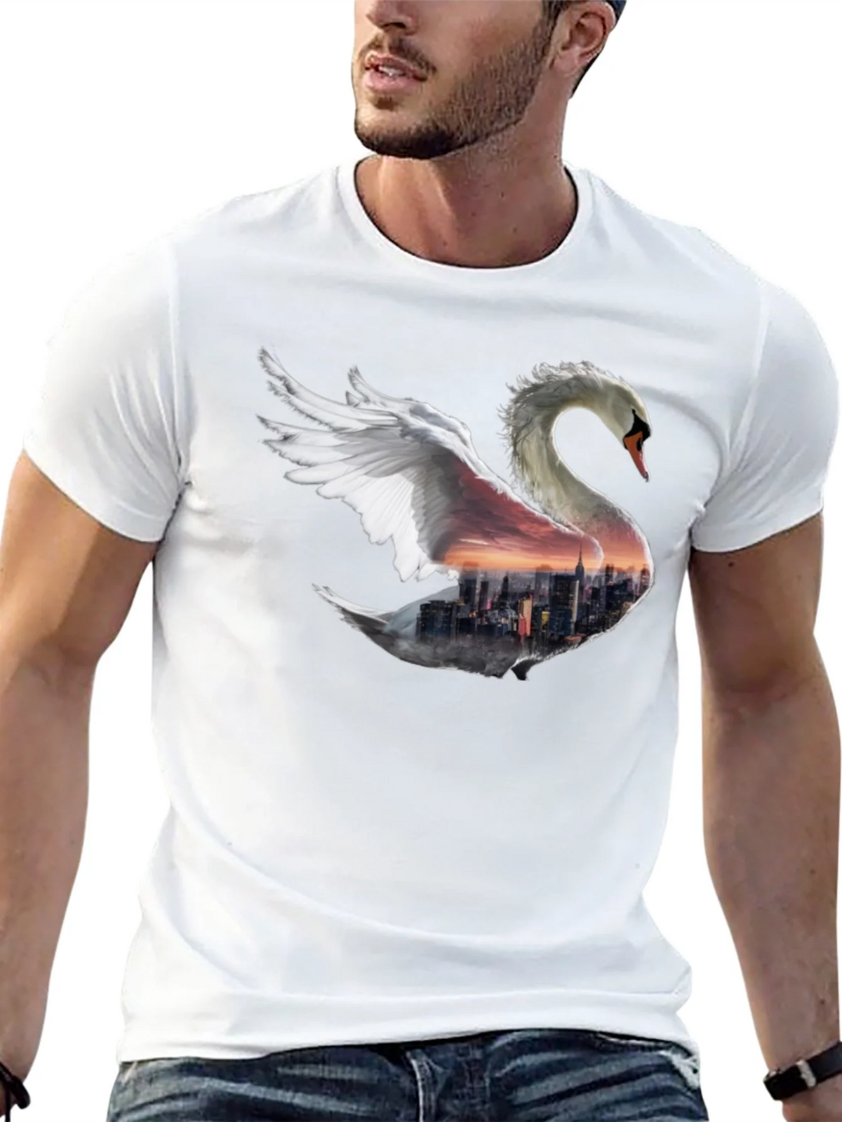 Swan Skyline Graphic T-Shirt - Unique Design product image 11