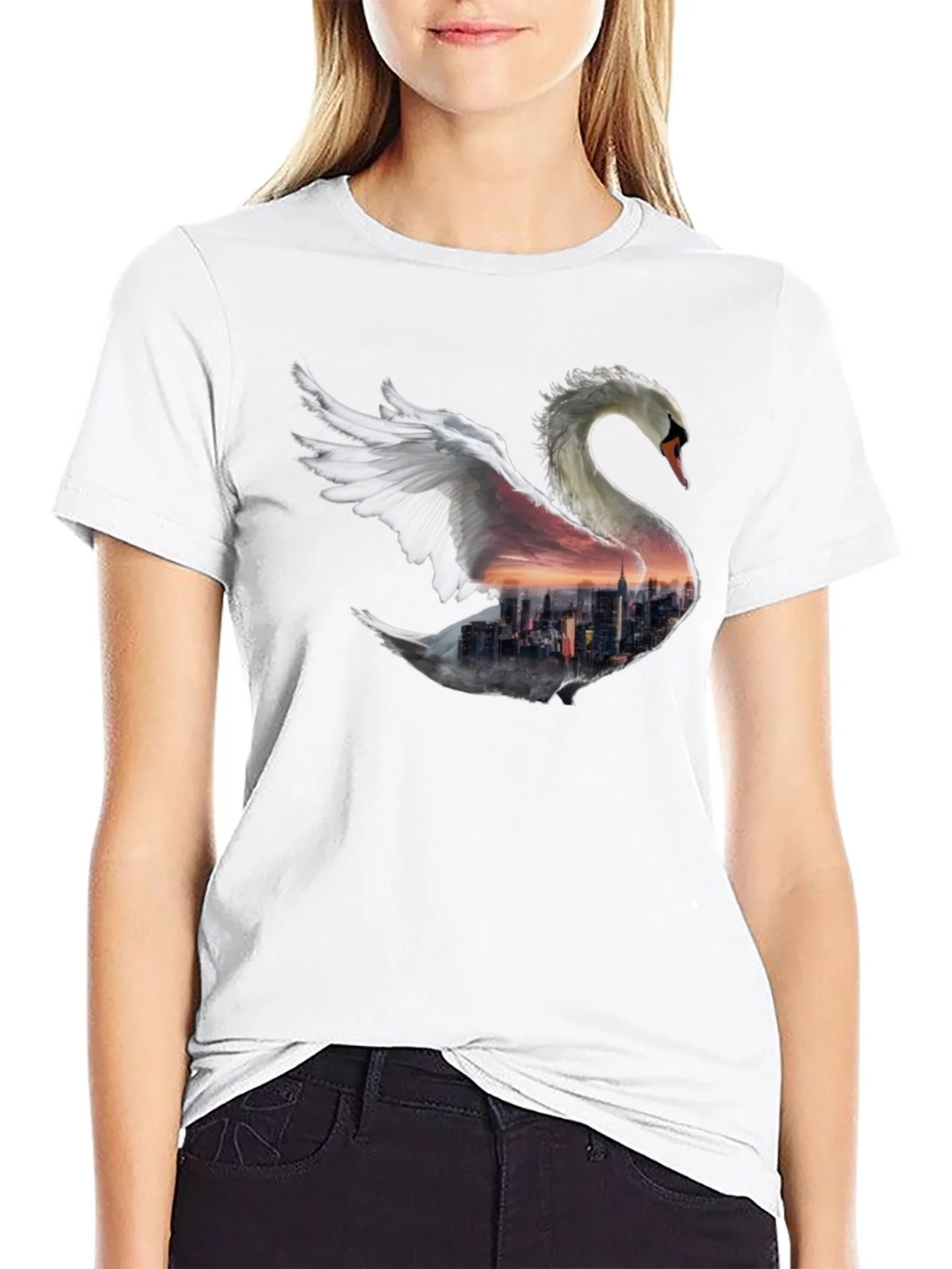 Swan Skyline Graphic T-Shirt - Unique Design product image 8