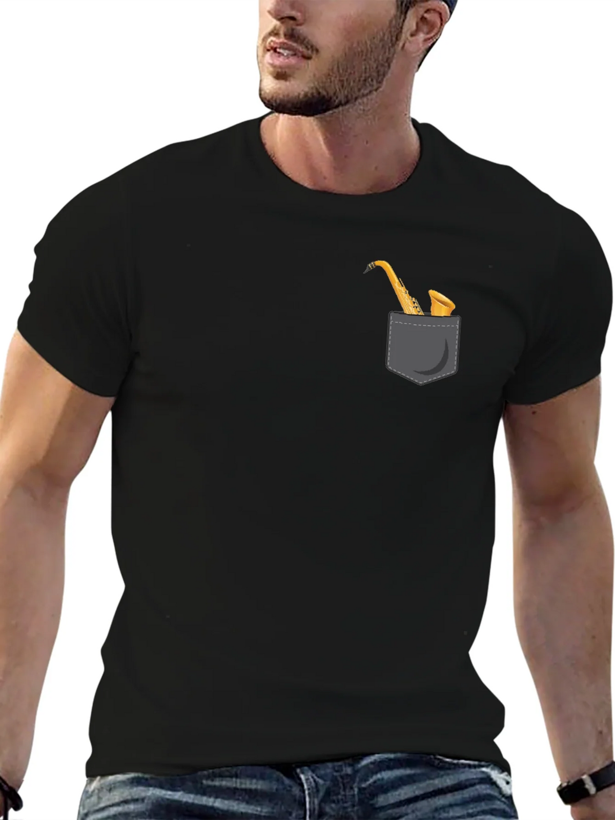 Saxophone Pocket Graphic Tee - Classic Black product image 6