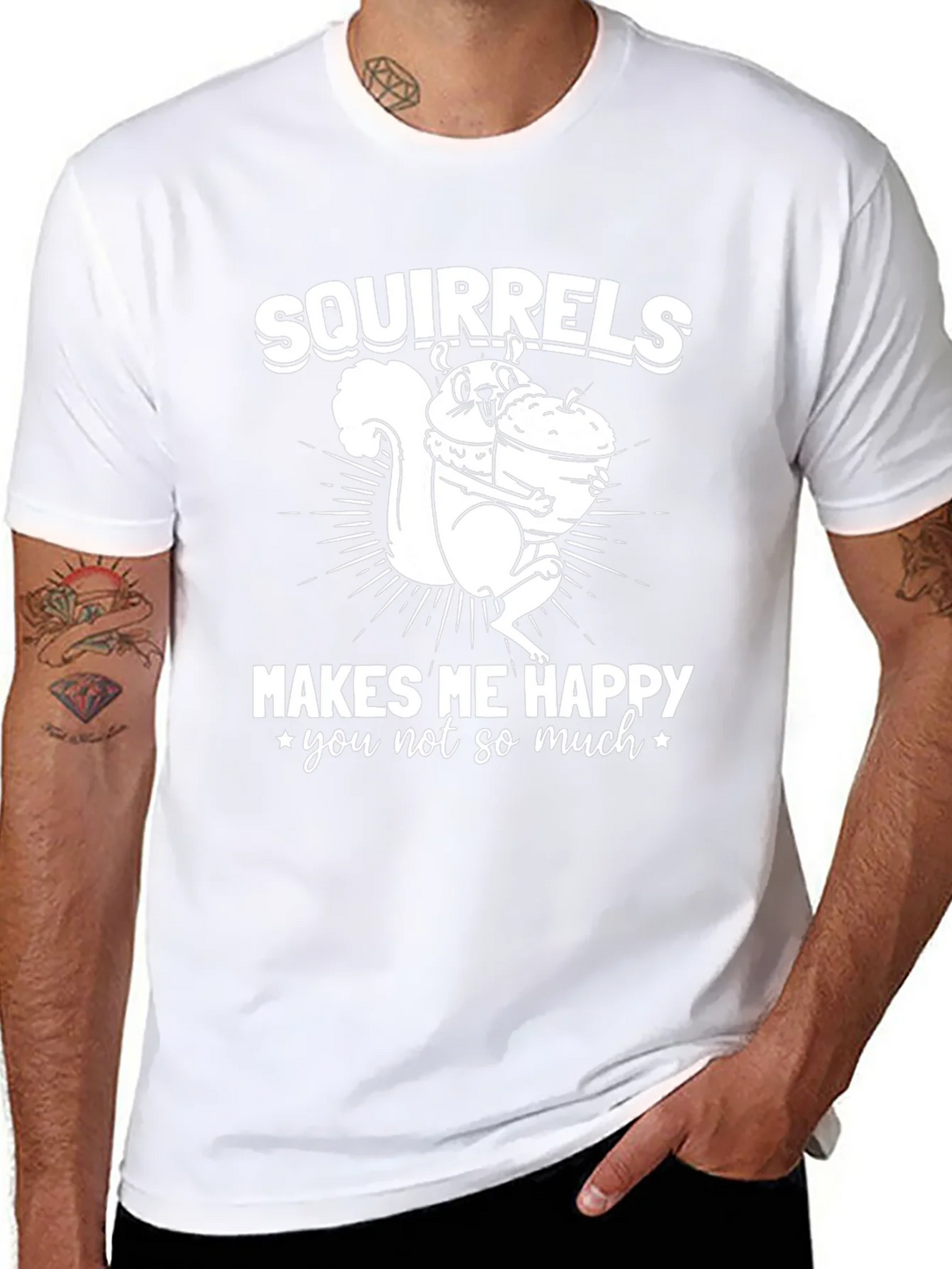 Squirrels Make Me Happy T-Shirt - Funny Graphic Tee product image 7