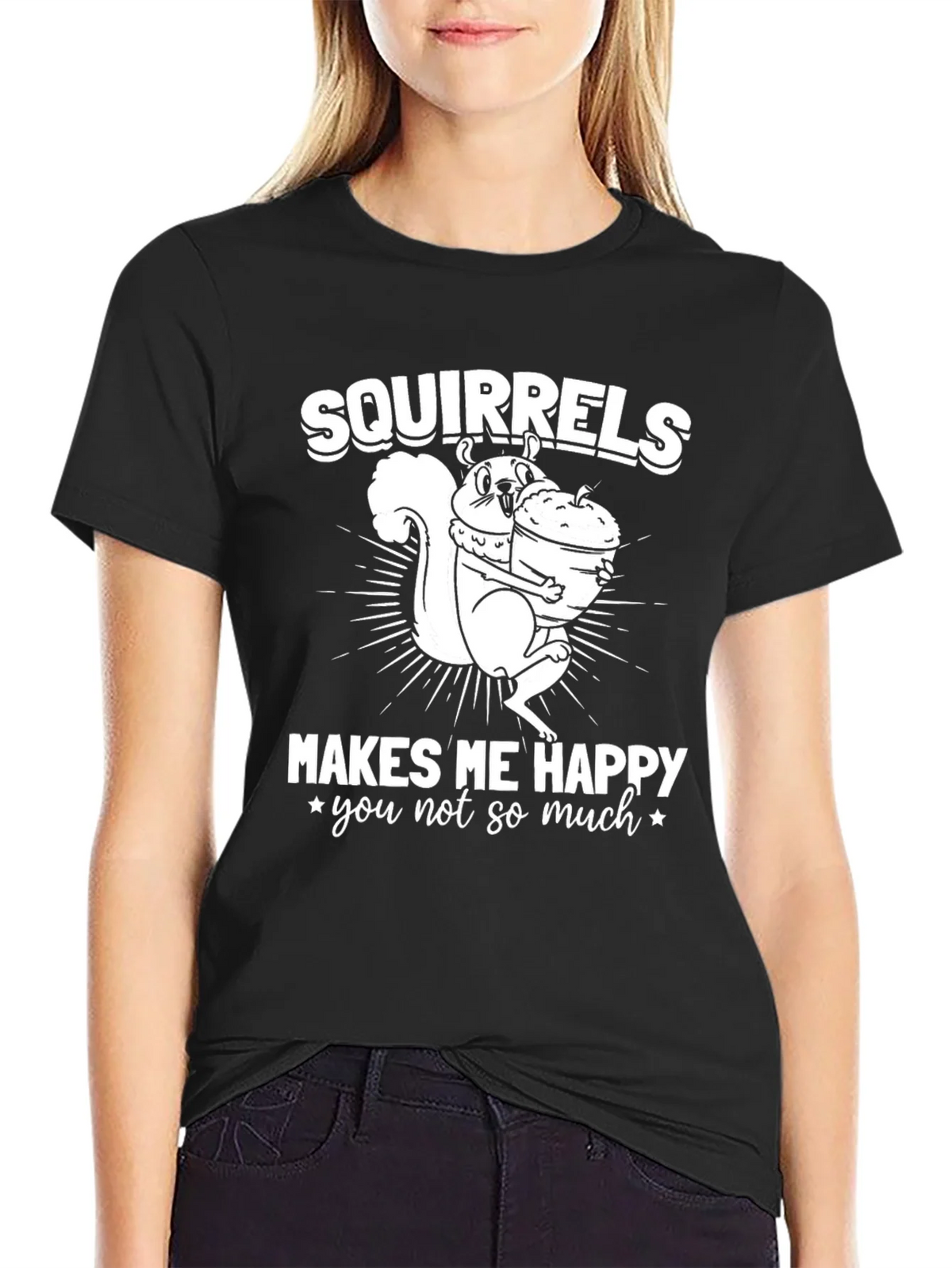 Squirrels Make Me Happy T-Shirt - Funny Graphic Tee product image 2