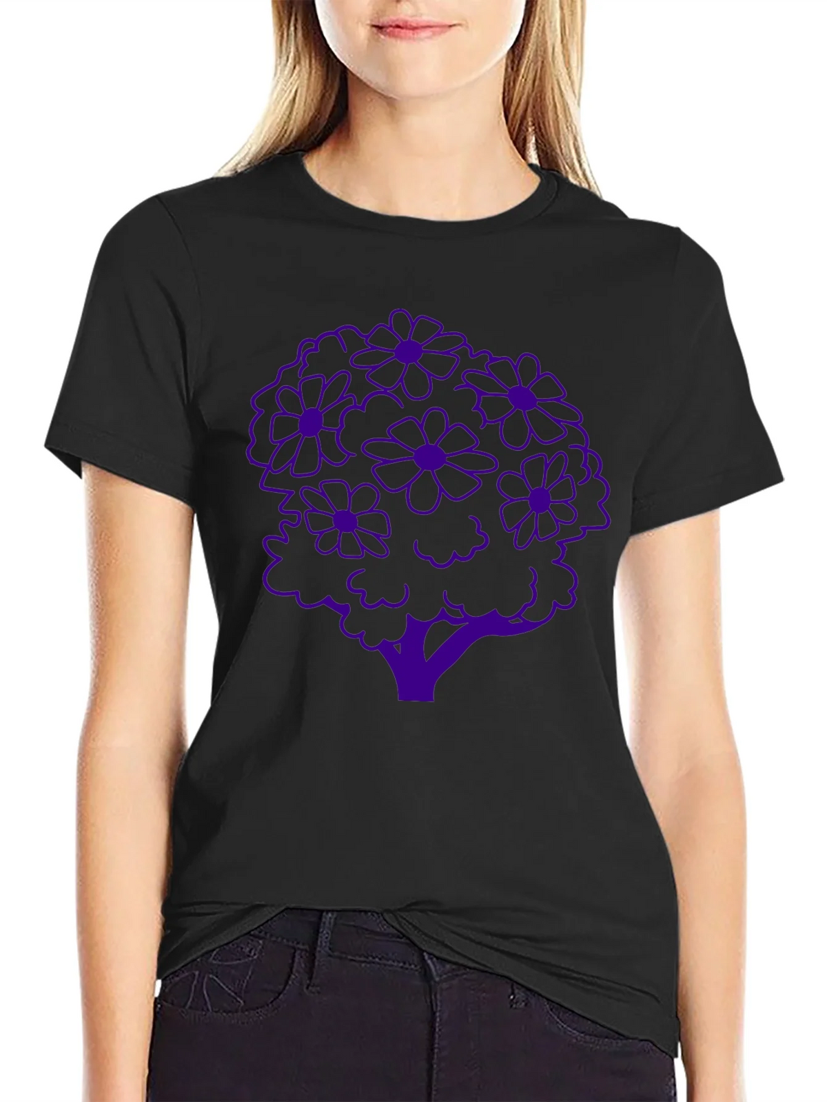 Floral Tree Graphic Tee - Stylish Black T-Shirt product image 2