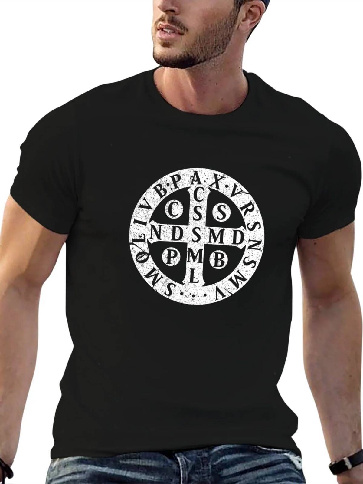 St. Benedict Medal T-Shirt - Black product image 6