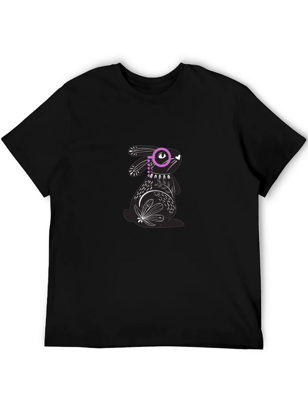 Black Tee with Rabbit Graphic product image 5