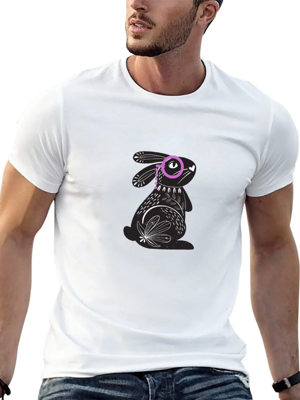Black Tee with Rabbit Graphic product image 10