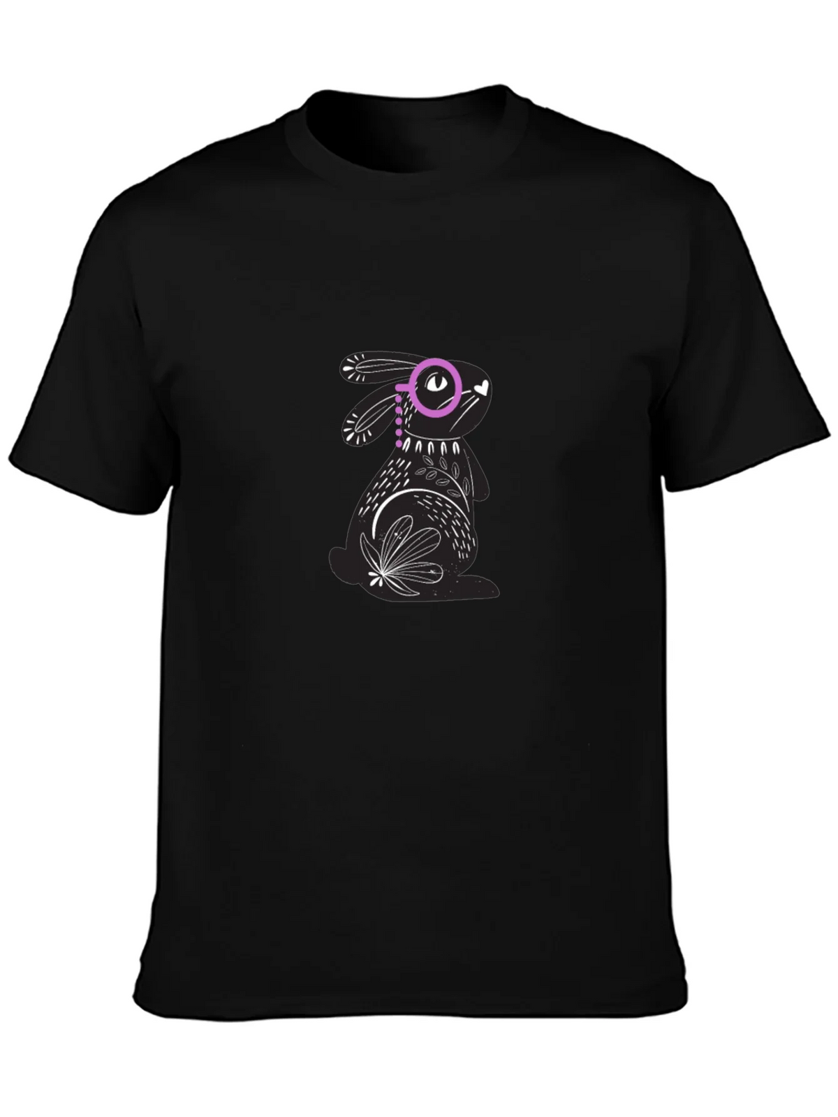 Black Tee with Rabbit Graphic product image 3