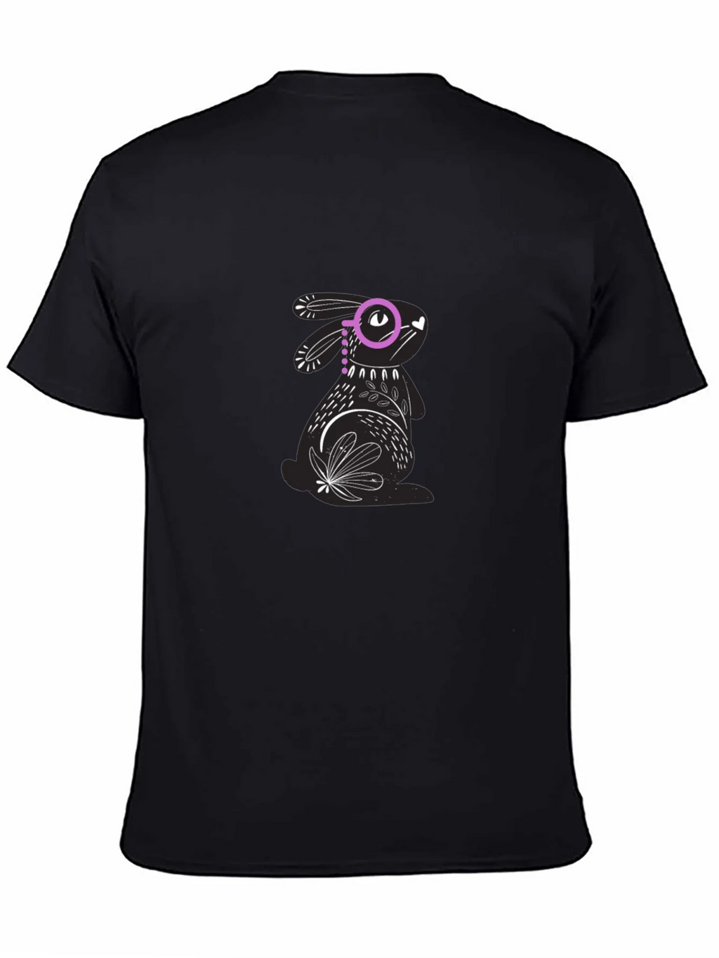 Black Tee with Rabbit Graphic product image 4