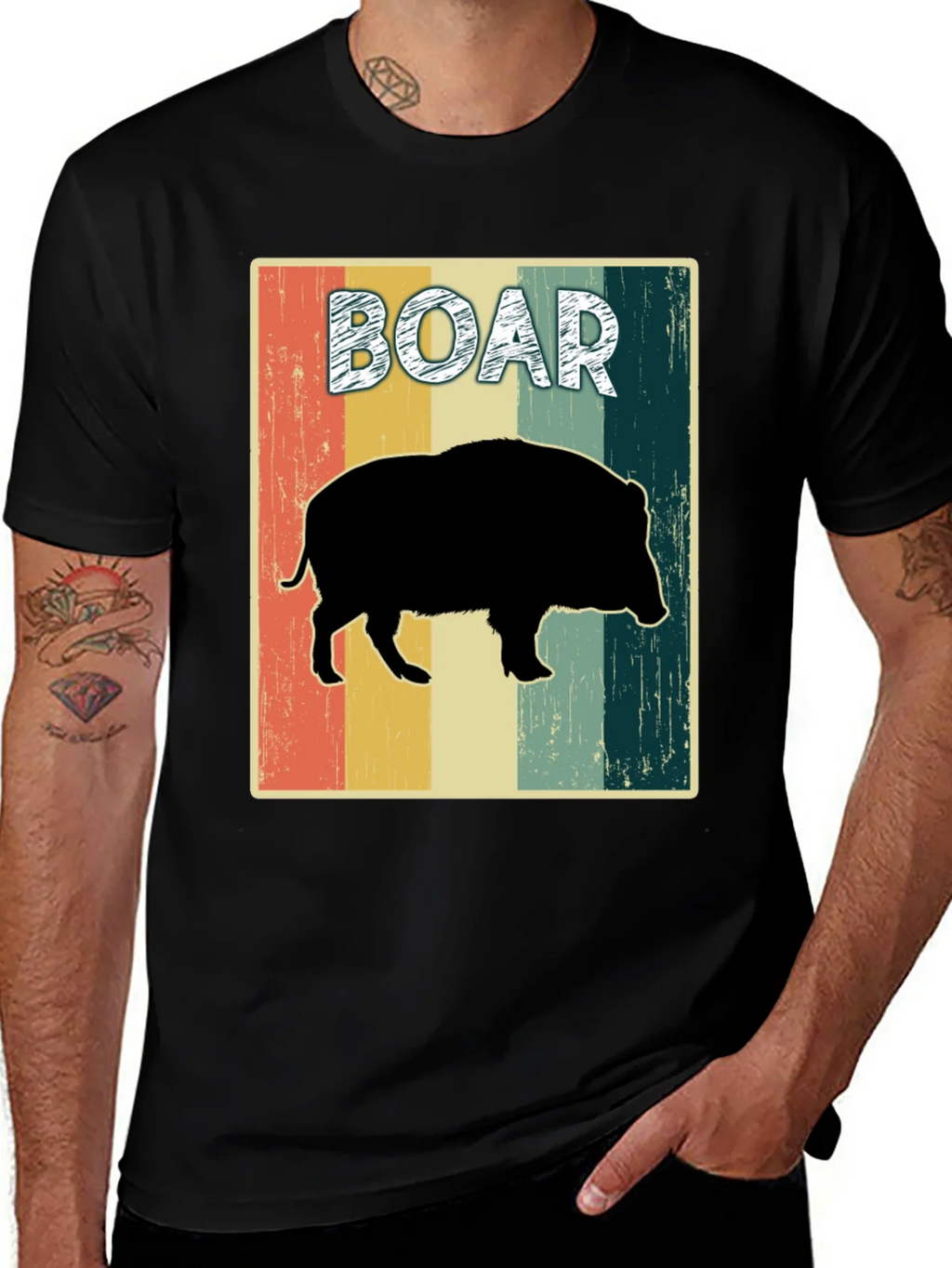 Vintage Style Boar Graphic Tee - Black product image 1