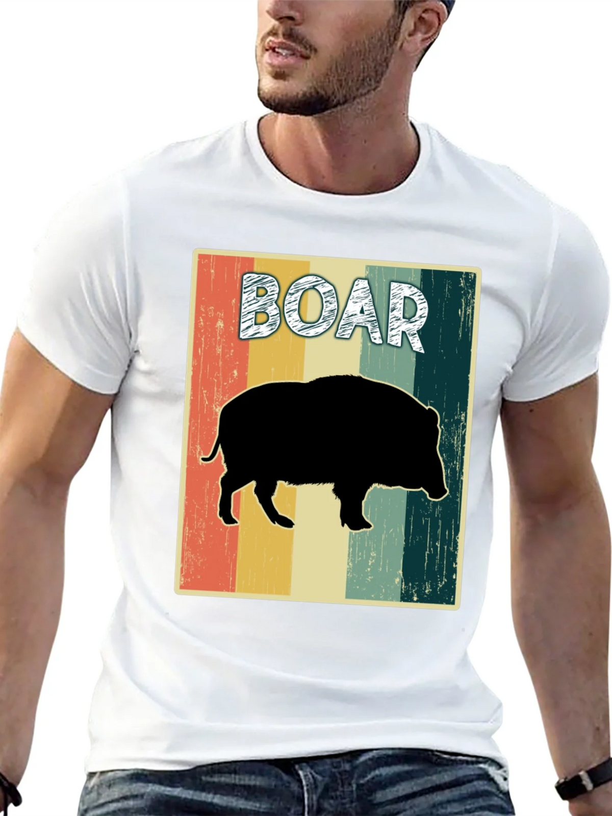 Vintage Style Boar Graphic Tee - Black product image 7