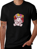 Floral Teddy Bear Graphic Black T-Shirt product image 1