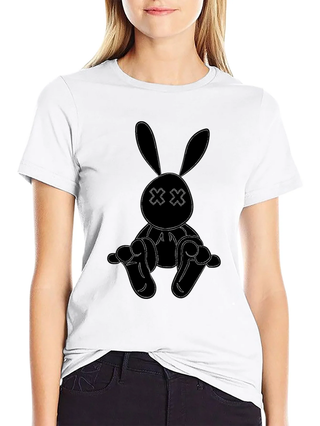 Black Bunny Outline Graphic Tee product image 8