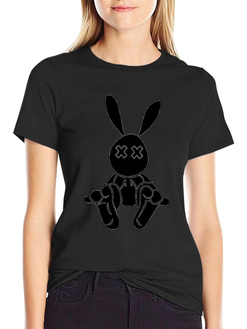 Black Bunny Outline Graphic Tee product image 2
