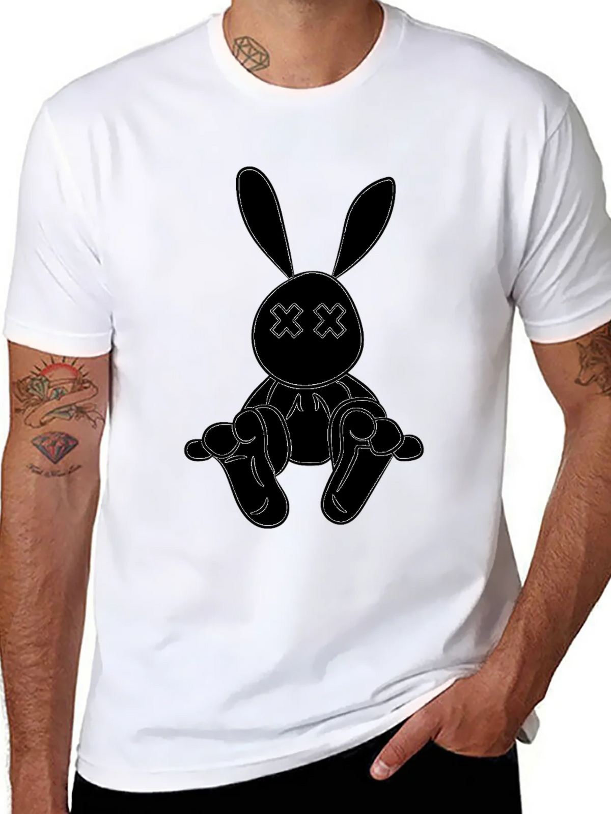 Black Bunny Outline Graphic Tee product image 7