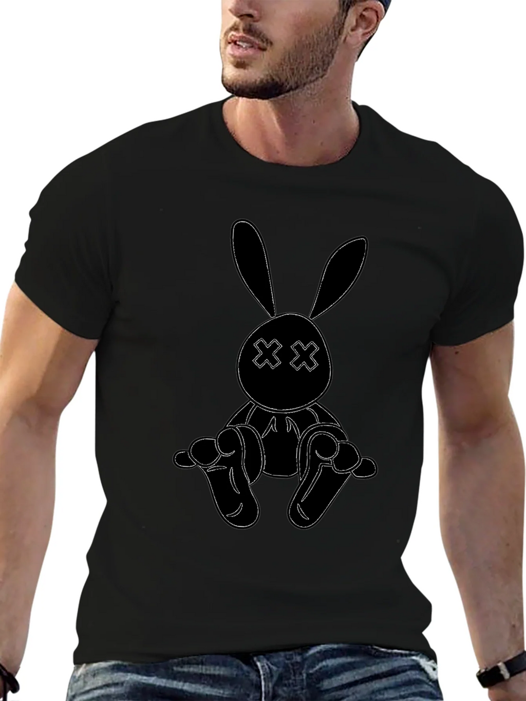 Black Bunny Outline Graphic Tee product image 6