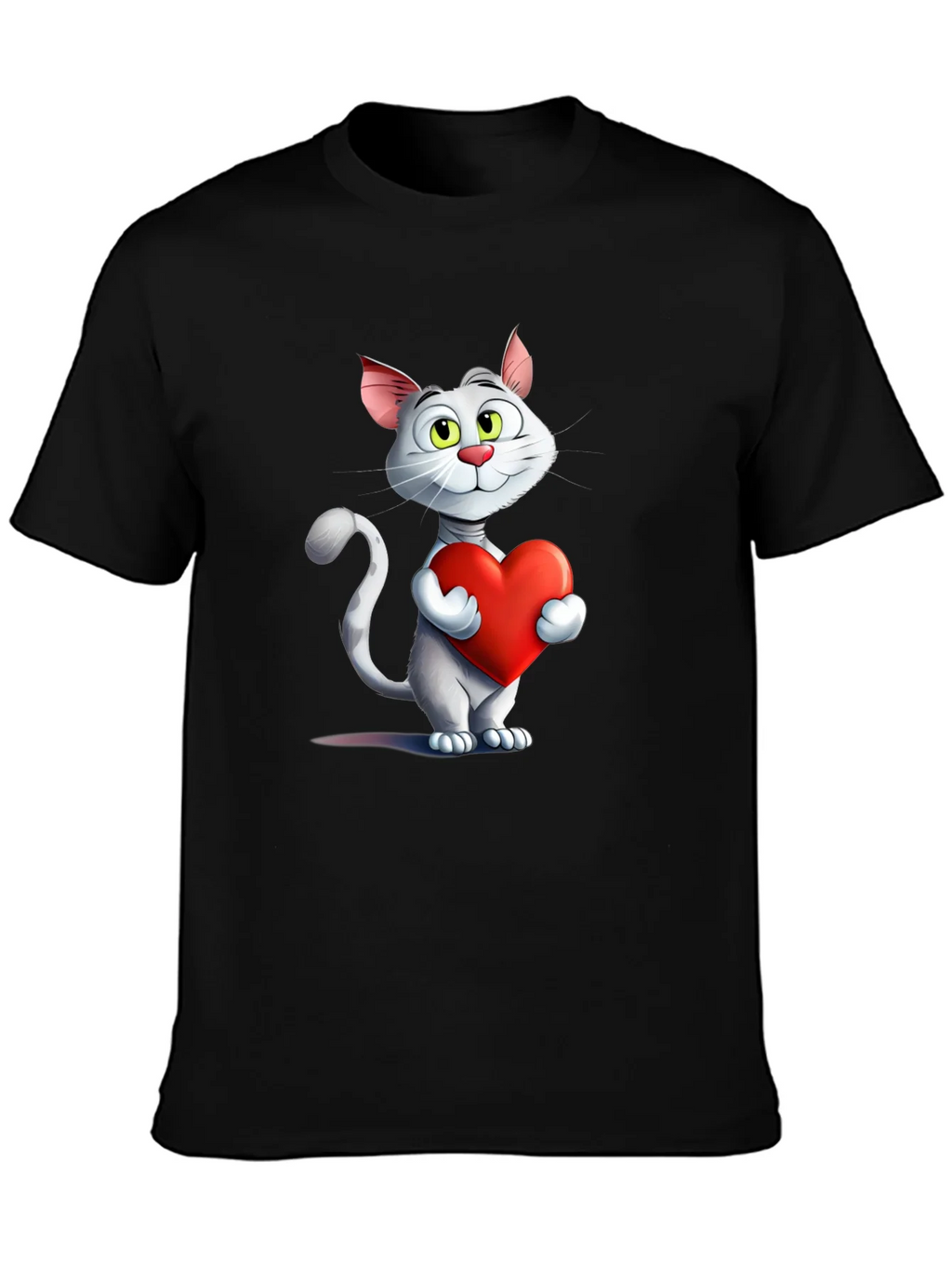 Cute Cat Holding Heart Graphic T-Shirt product image 3