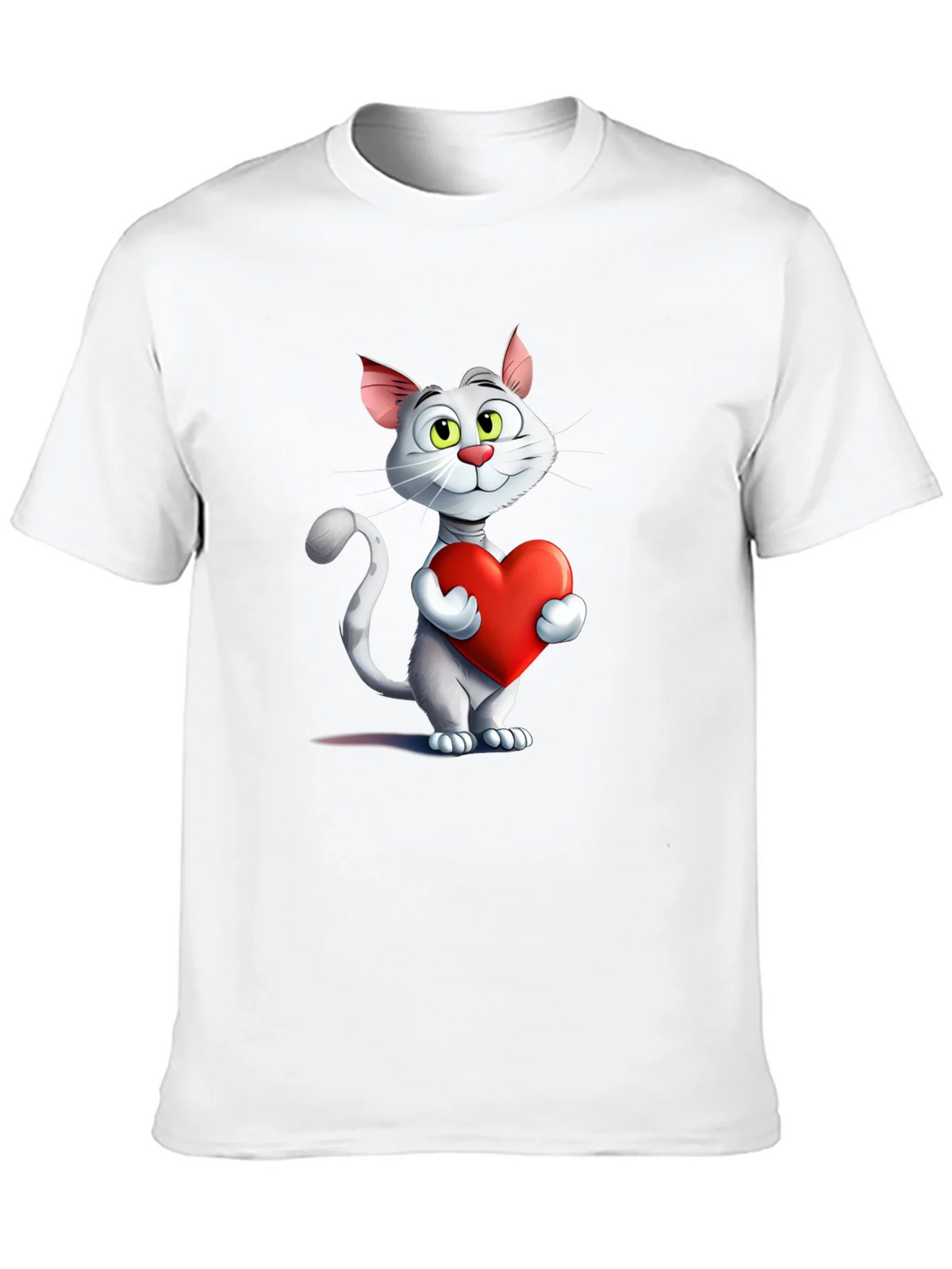 Cute Cat Holding Heart Graphic T-Shirt product image 9