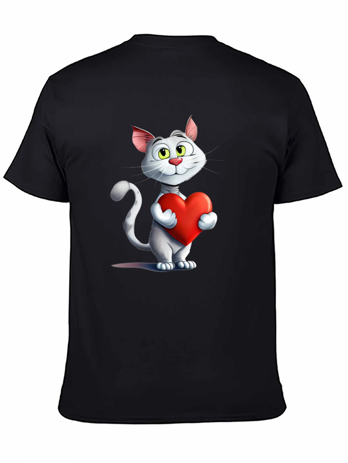 Cute Cat Holding Heart Graphic T-Shirt product image 4
