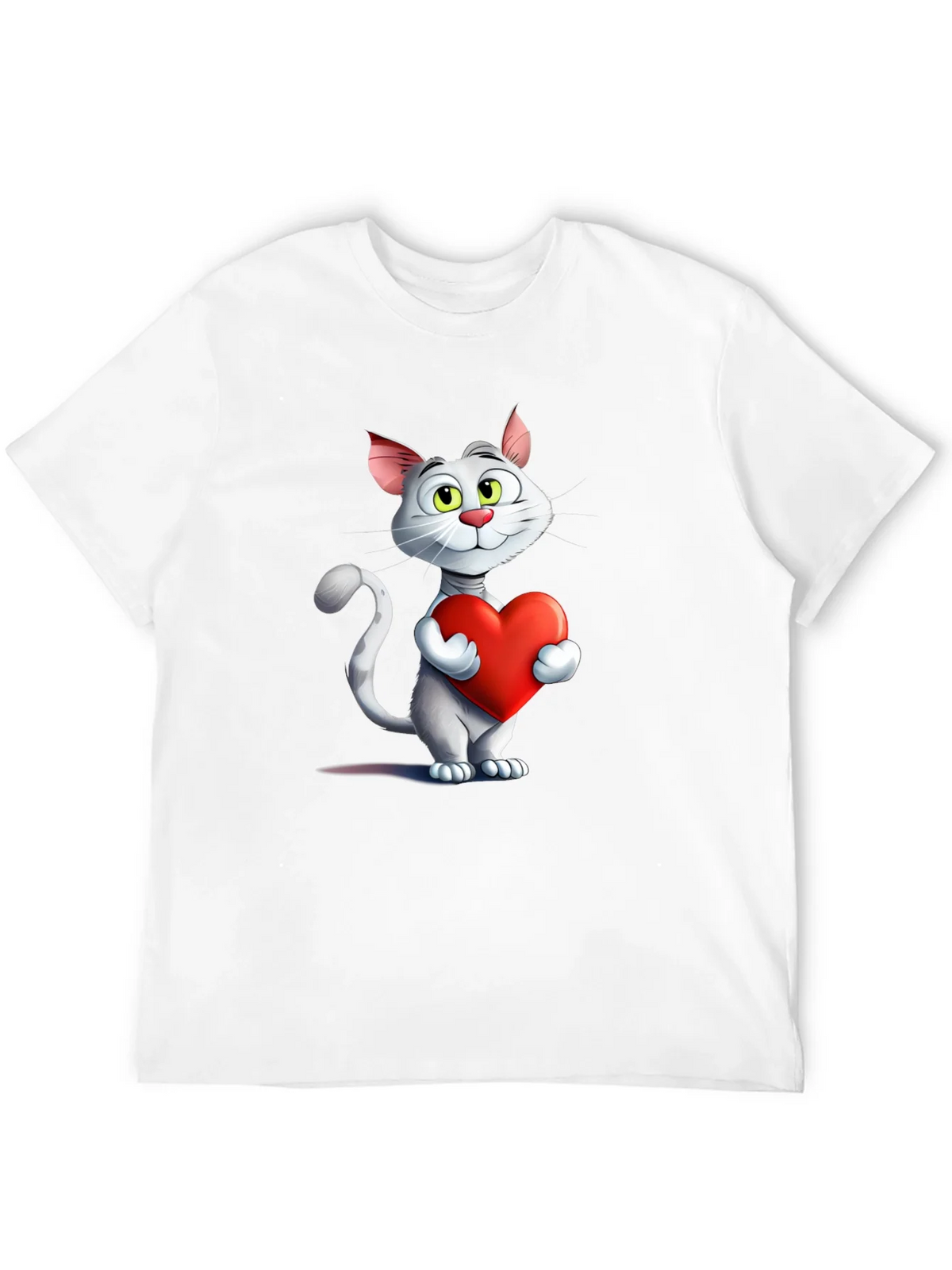 Cute Cat Holding Heart Graphic T-Shirt product image 11