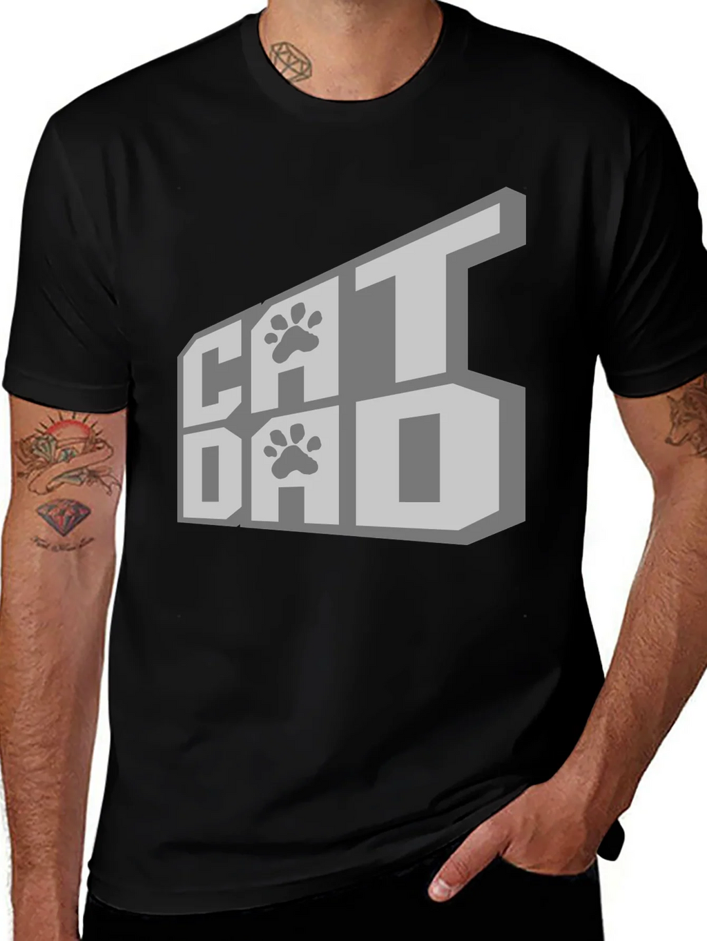 Cat Dad T-Shirt - Black product image 1