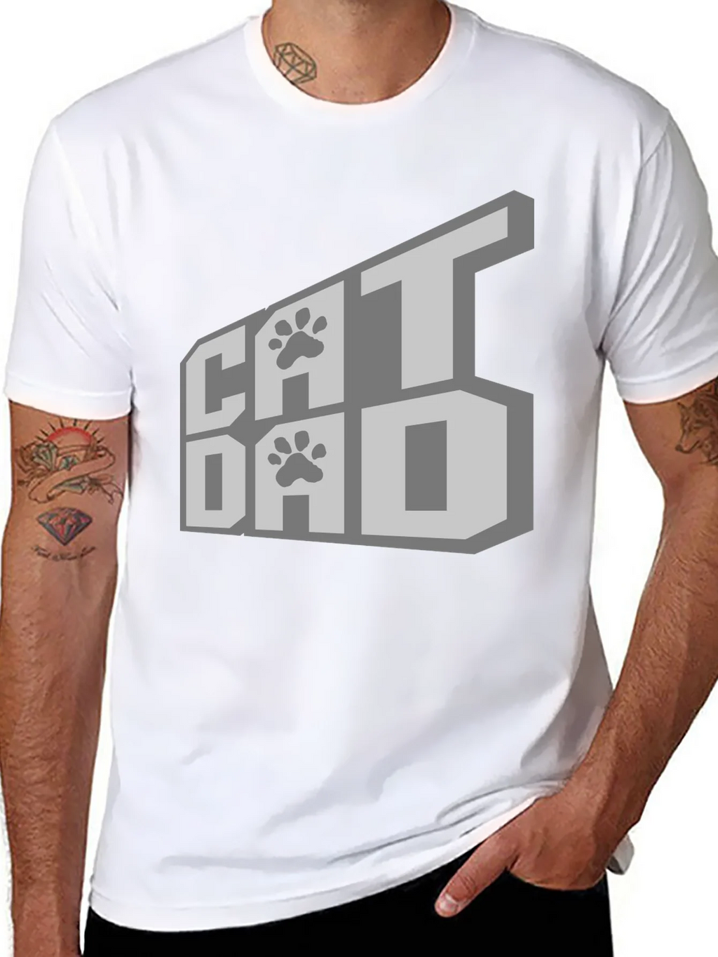 Cat Dad T-Shirt - Black product image 7