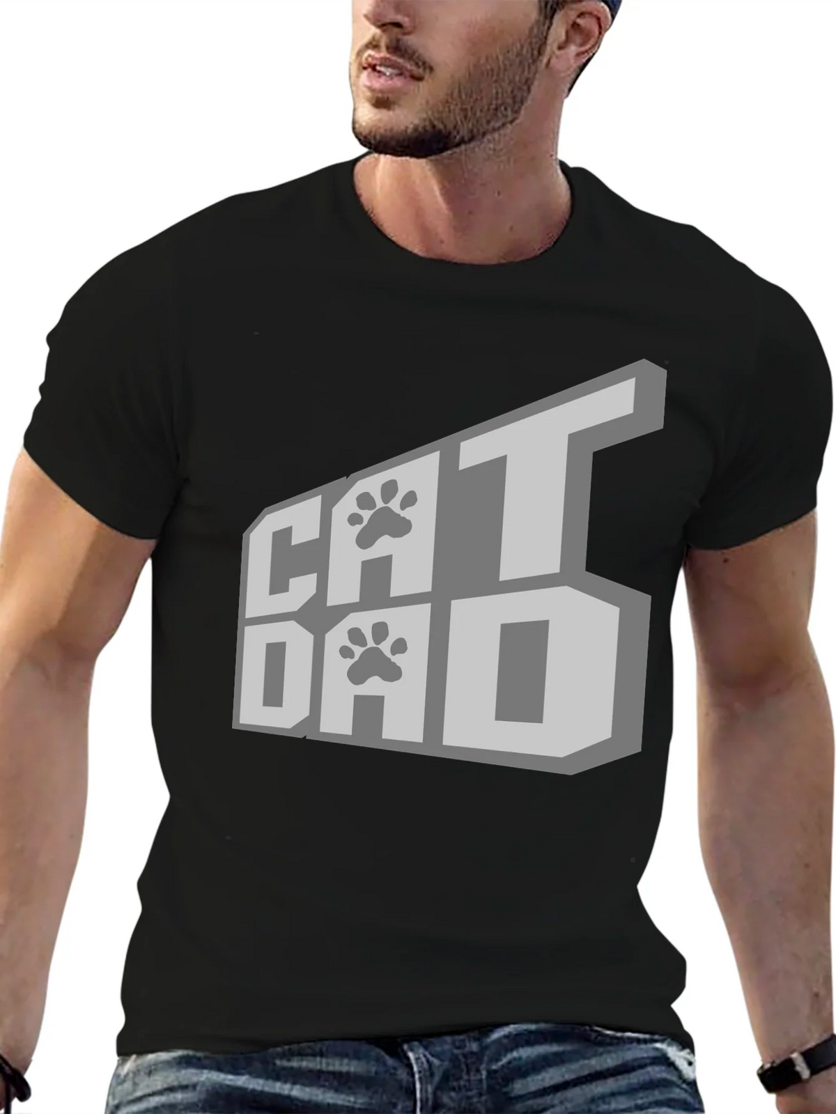 Cat Dad T-Shirt - Black product image 6