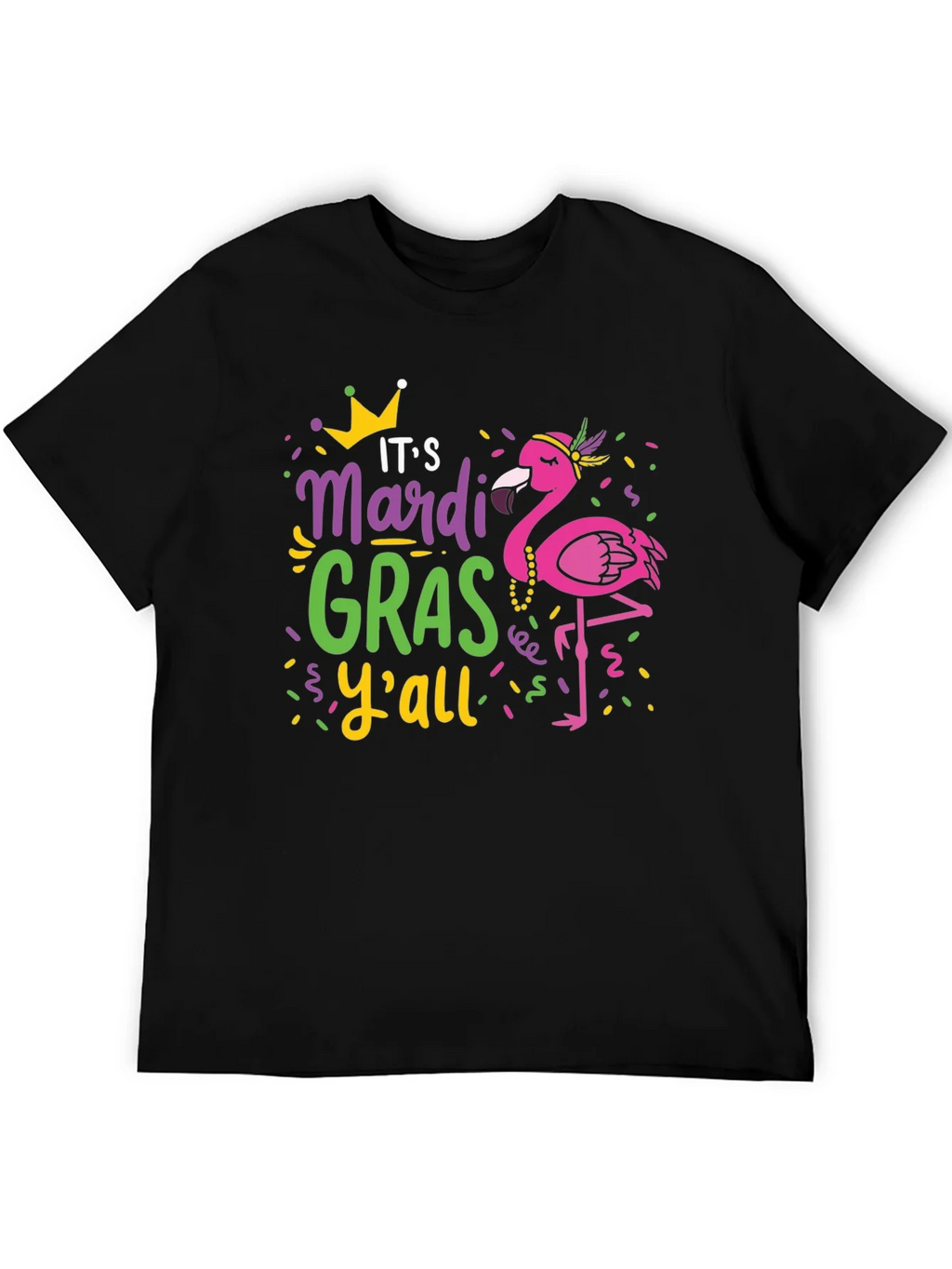 Mardi Gras Flamingo Graphic T-Shirt product image 5