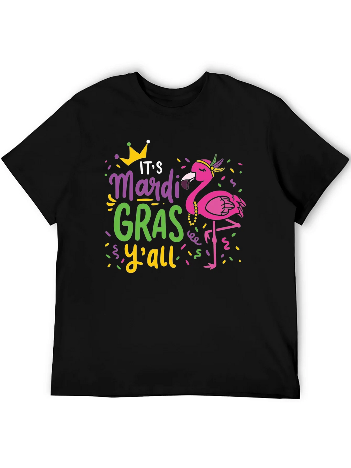 Mardi Gras Flamingo Graphic T-Shirt product image 5
