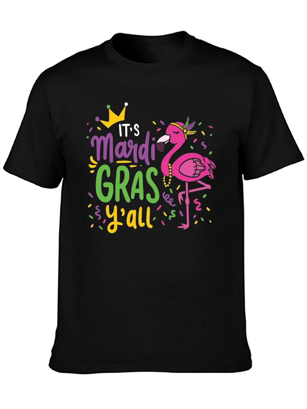 Mardi Gras Flamingo Graphic T-Shirt product image 3