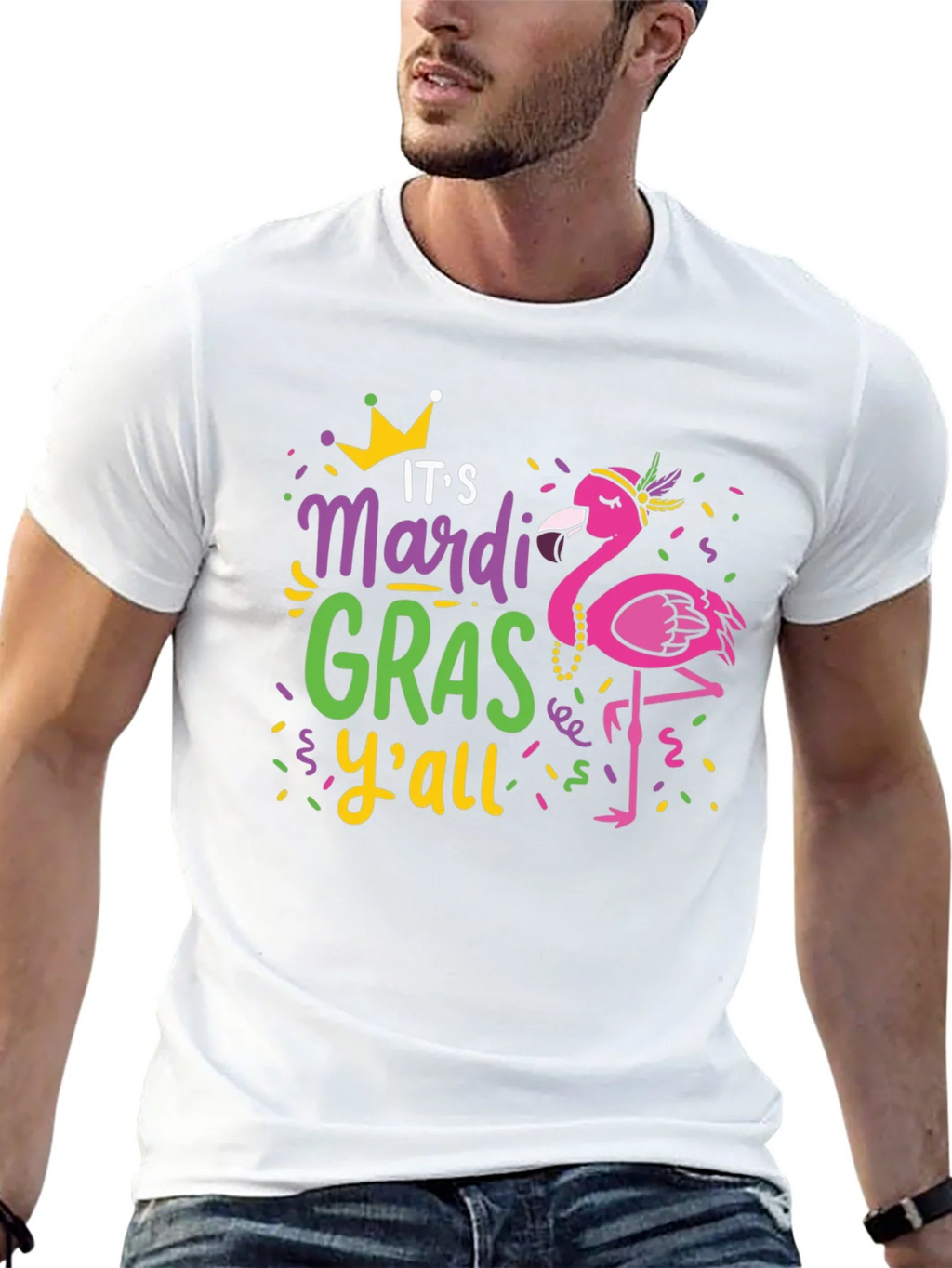 Mardi Gras Flamingo Graphic T-Shirt product image 12