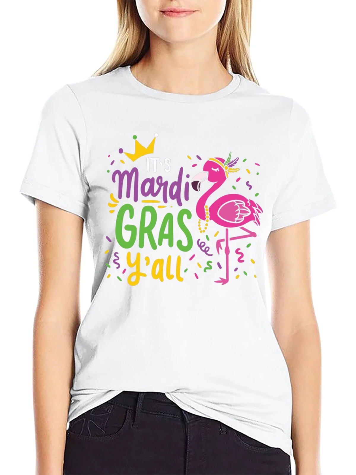 Mardi Gras Flamingo Graphic T-Shirt product image 8