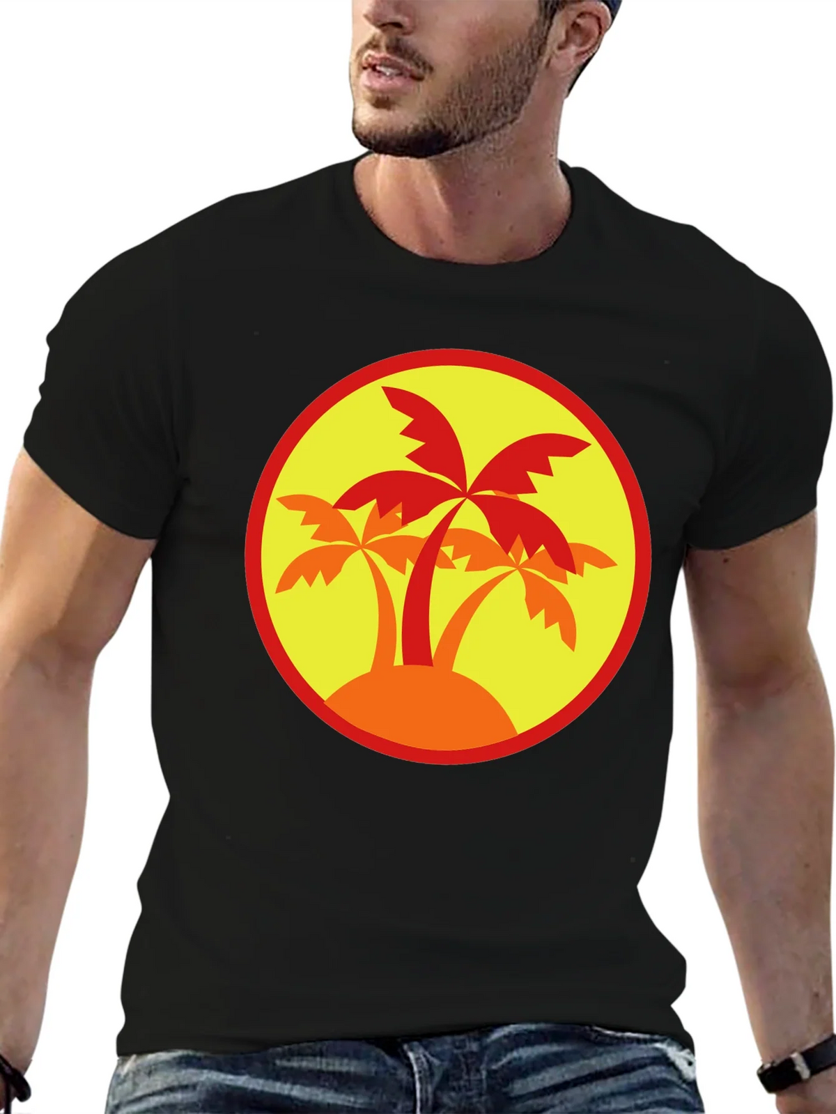 Palm Tree Graphic Tee - Black Round Neck product image 5