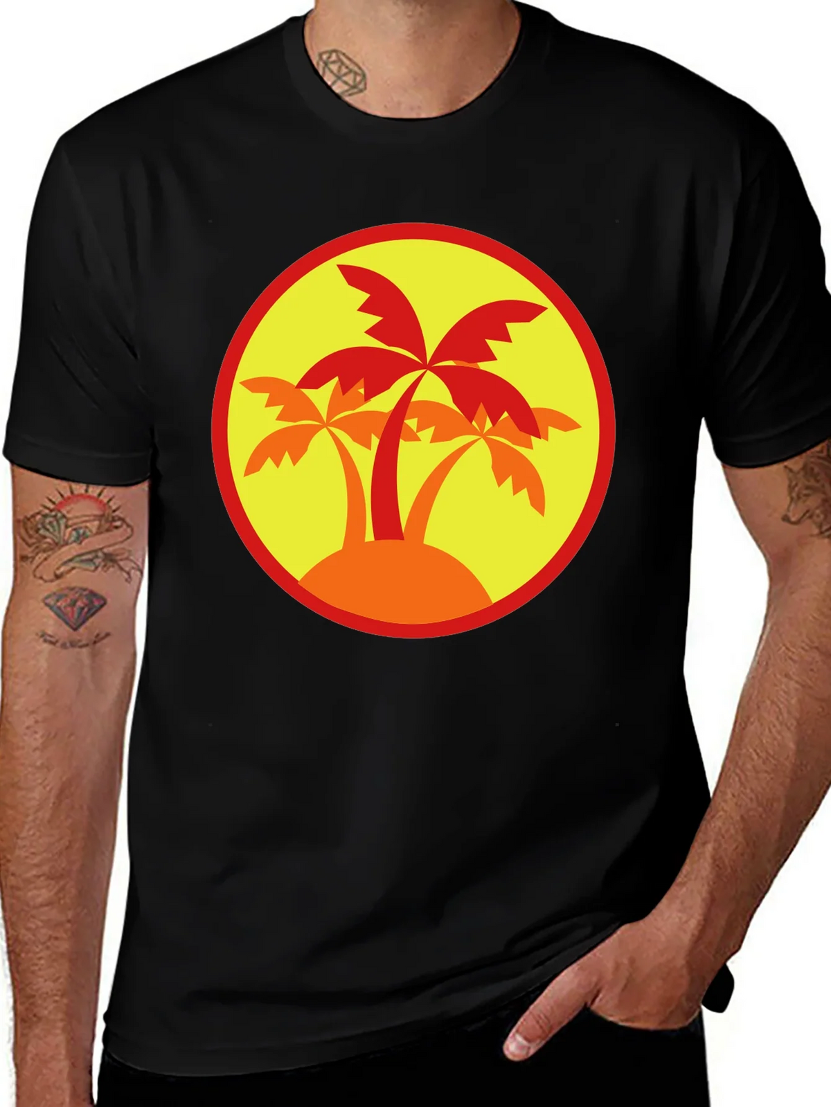 Palm Tree Graphic Tee - Black Round Neck product image 1