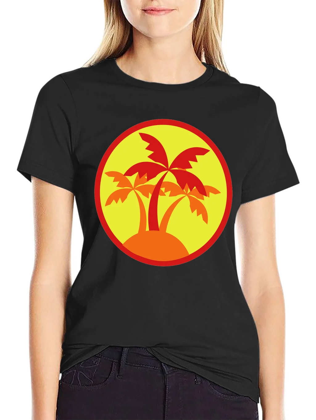 Palm Tree Graphic Tee - Black Round Neck product image 2